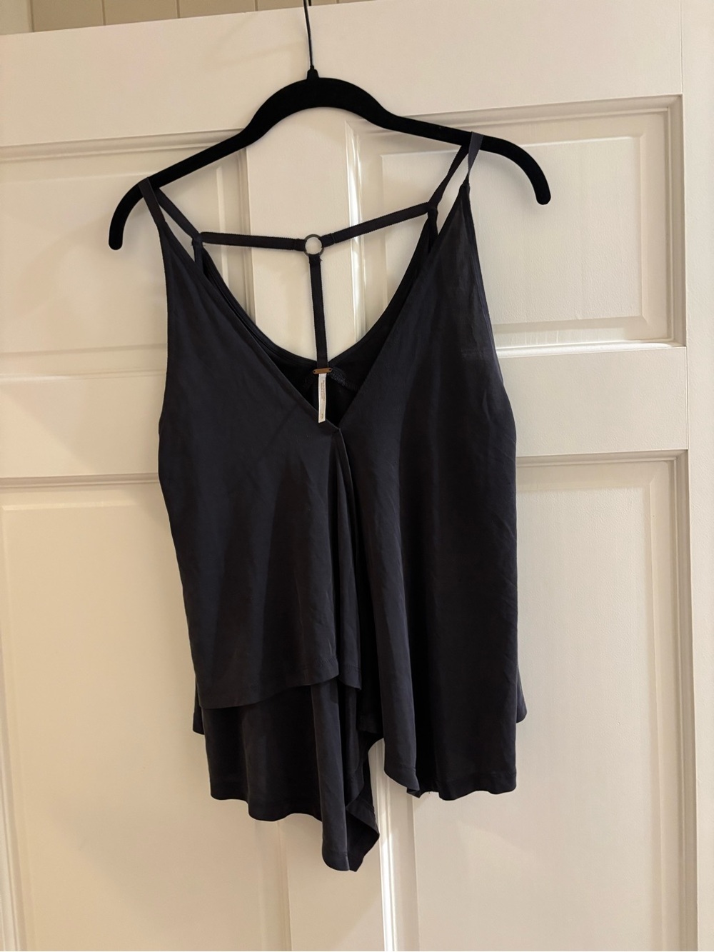 Free People Gray Layered Tank with Ring T-Back